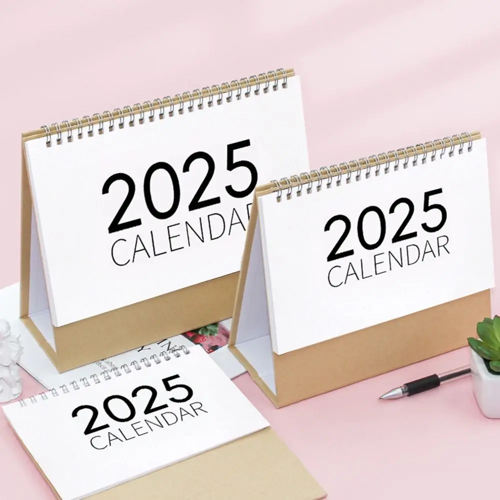 Creative 2025 Desk Calendar Simple Style Standing Calendar Daily Monthly Planner Schedule Yearly Agenda Organizer Home Office