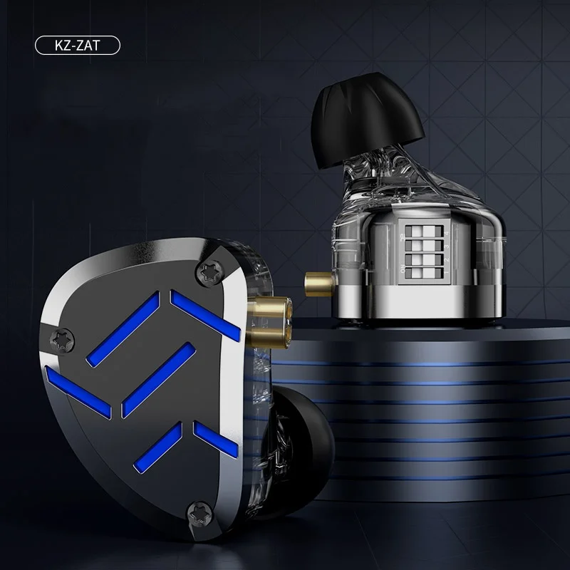 سماعة أذن KZ ZAT 8BA 1DD هجينة داخل الأذن قابلة للتعديل، سماعة أذن رياضية بخاصية إلغاء الضوضاء، سماعات أذن معدنية HIFI، صوت عالي الجودة #1