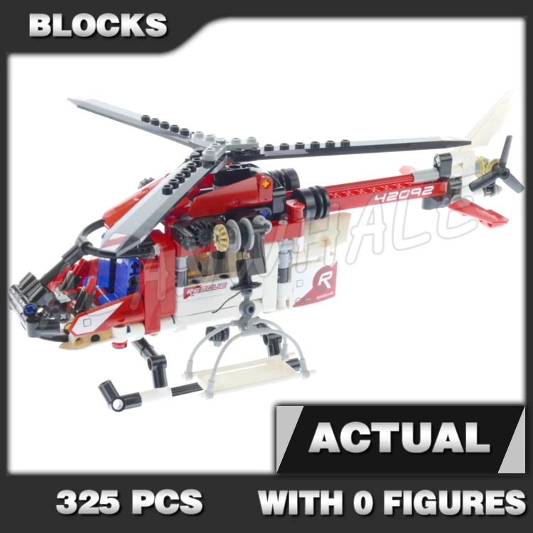 325pcs 2in1 Technical Rescue Helicopter Spinning Rotors Stretcher Concept Plane 11297 Building Block Set Compatible with Model