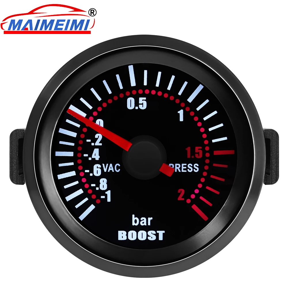 

-1~0~2BAR Car Smoke Len Turbo Boost Gauge 52MM auto gauge White backlight Digital pointer instrument