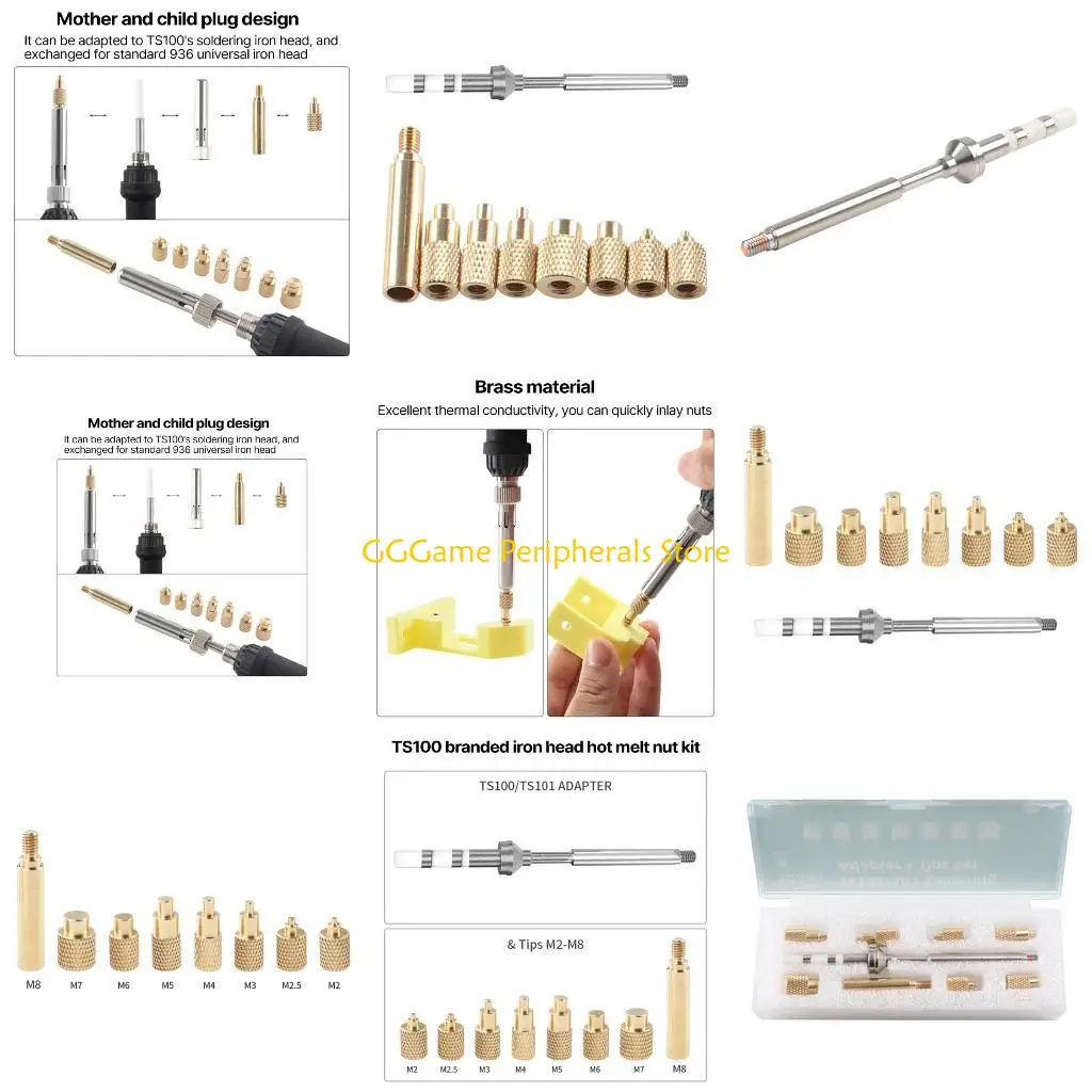 

U55B Brass Heat Melt Insert Nut Assortment M 2~M 8 Hot Melt Insert Set