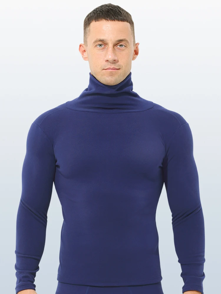

Add fleece thick autumn coat men's high collar warm winter underwear base shirt slim body to wear long sleeve single top