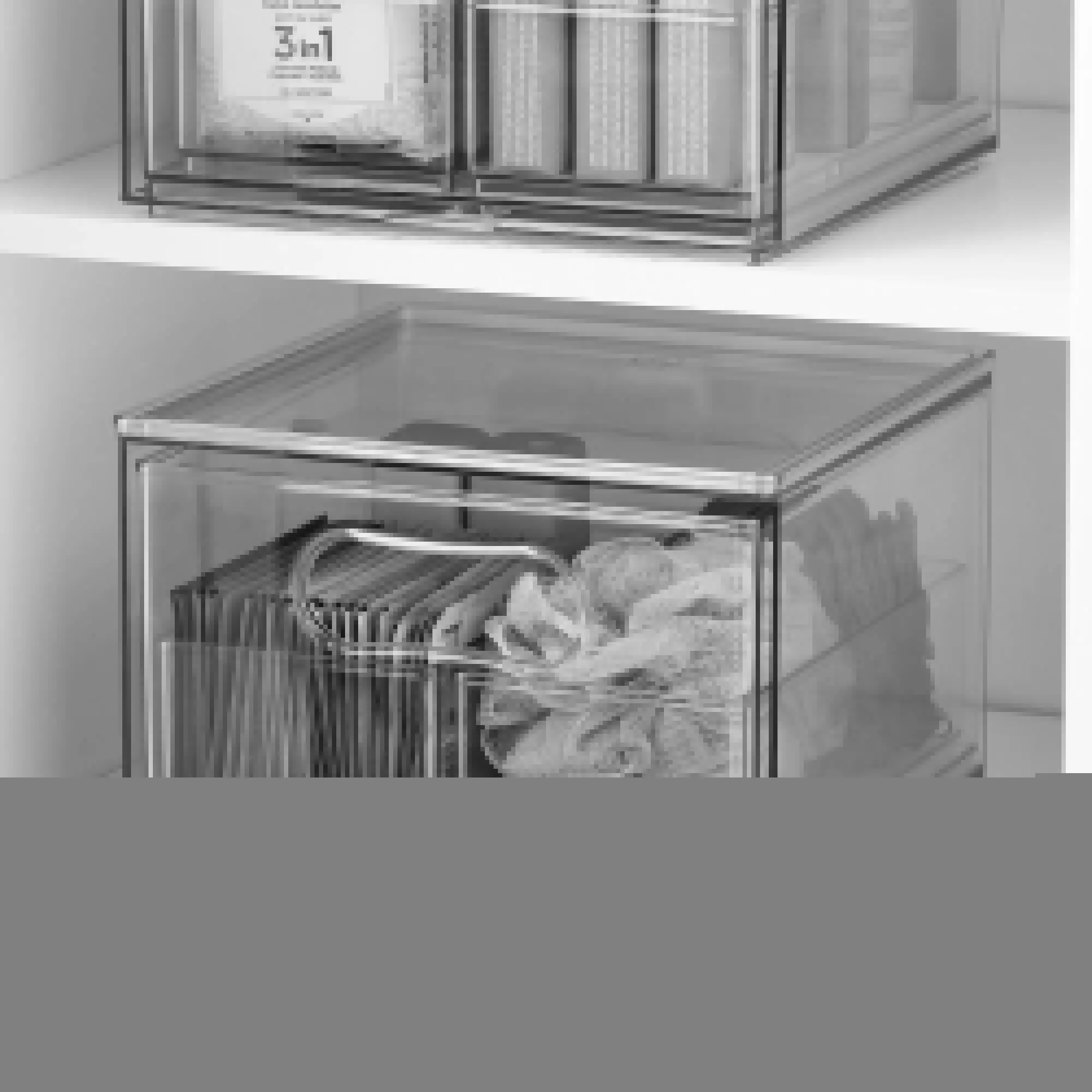 طقم منظم حمام مكون من 4 قطع، نظام تخزين وحدات بلاستيكية شفافة، منظم حمام، رف حمام