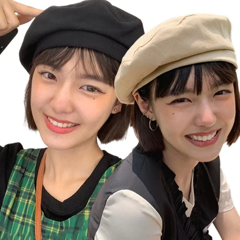 

Cotton Berets Solid Vintage Spring Summer French Octagonal Forward Peaked Hats Painter Hat Street Military Beret Women Girl Caps