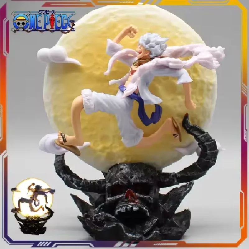 New One Piece Anime Figure Sun God Nika Luffy Gear 5 Q Version Statue Action Figure Model Doll Decoration Collection Toys Gifts