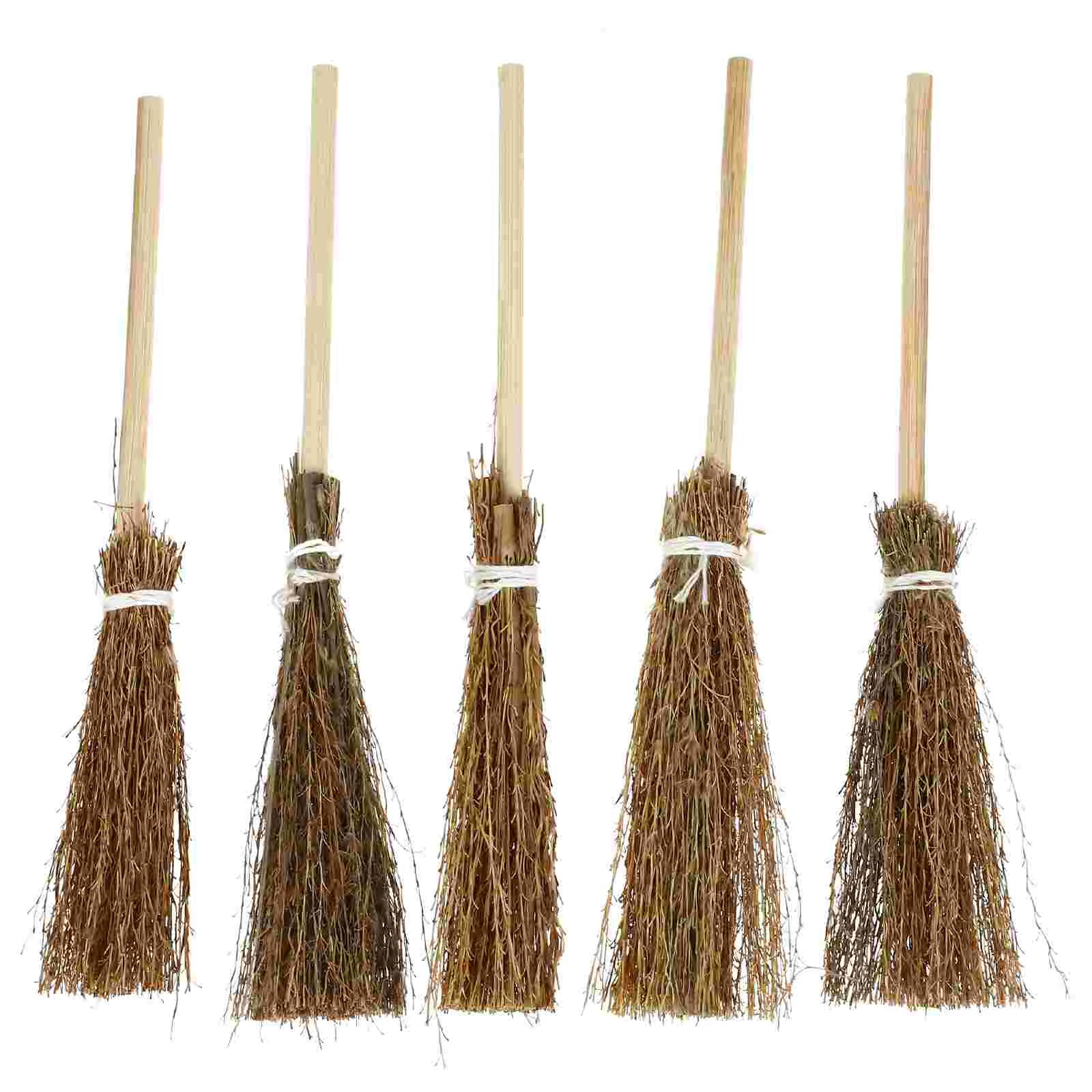 

5 Pcs Rope Broom Mini Set Artificial Props Hand-woven Decorative Girl Outdoor Suitable for Dollhouse Lovely Wood Material