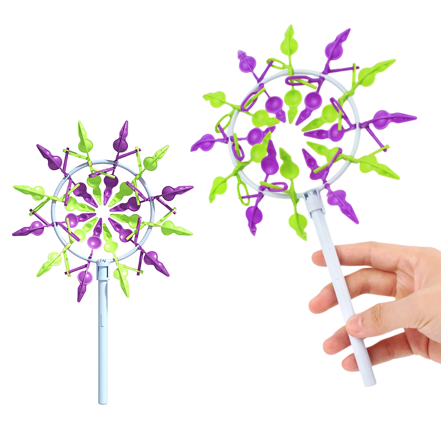 3D naked eye carrot windmill sunflower handmade DIY handheld power rotating toy rainbow spinning outdoor