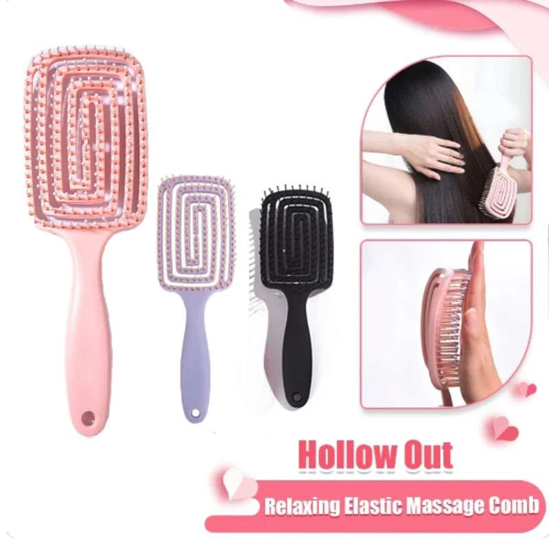 Square Hollow Hair Scalp Massage Comb Hair Brush Anti-static Wet Dry Curly Detangler Hairbrush Nylon Salon Hair Styling Tools