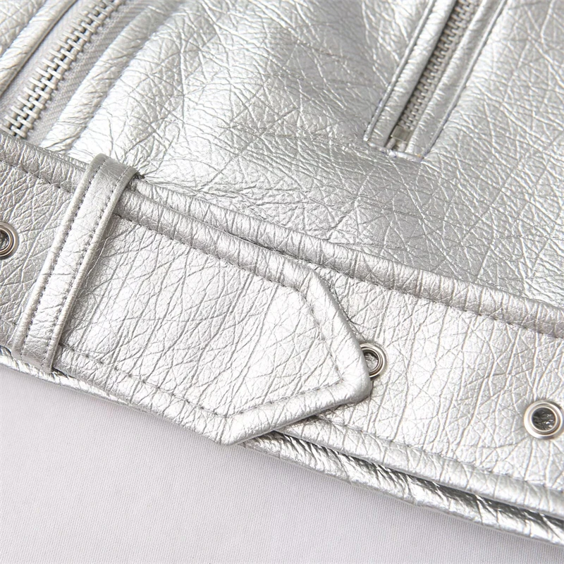 KEYANKETIAN 2025 Autumn New Women's With Belt Decoration Artificial leather Jacket Street style Asymmetrical Zipper Blazer Top