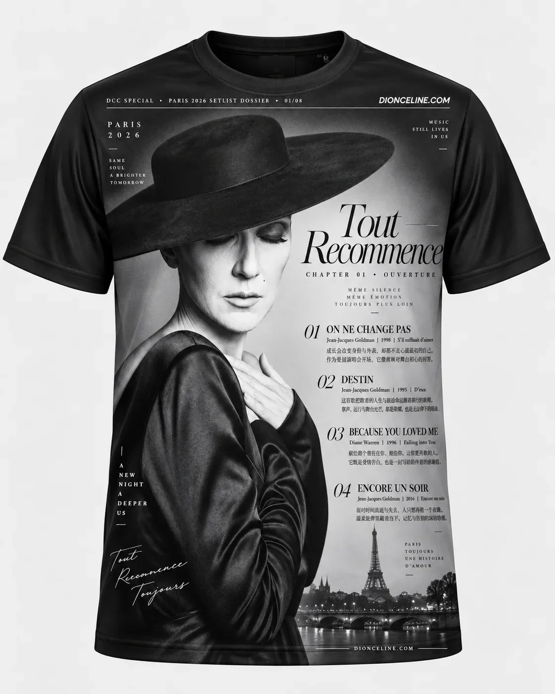 Celine Dion Paris 2026 Comeback Concert 3D Big Portrait Print T-Shirt Unisex Harajuku Streetwear Casual Short Sleeve Tees