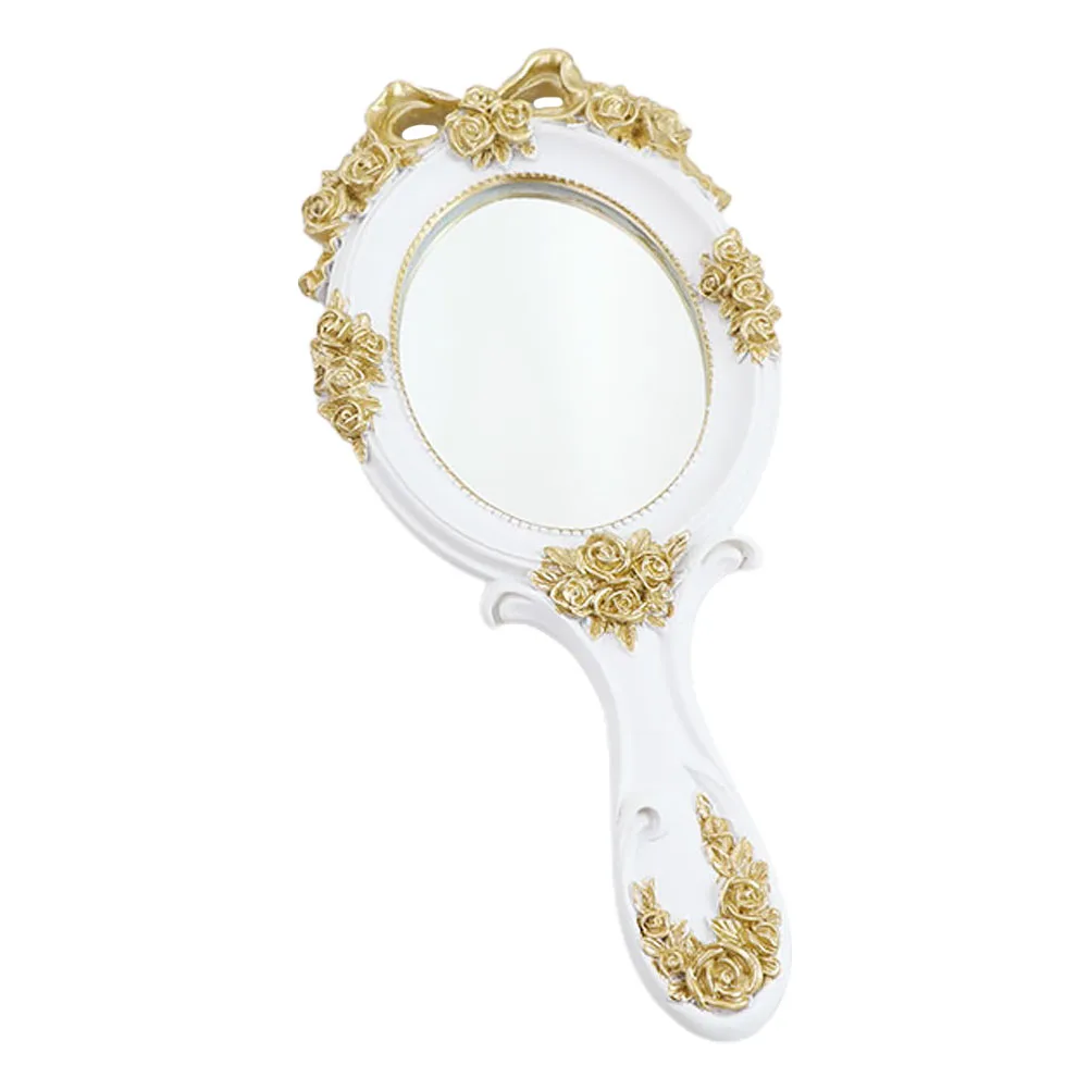 1Pcs Retro Style Handheld Mirror Lightweight Compact Size High Definition Clear Surface Decorative Handheld Mirror