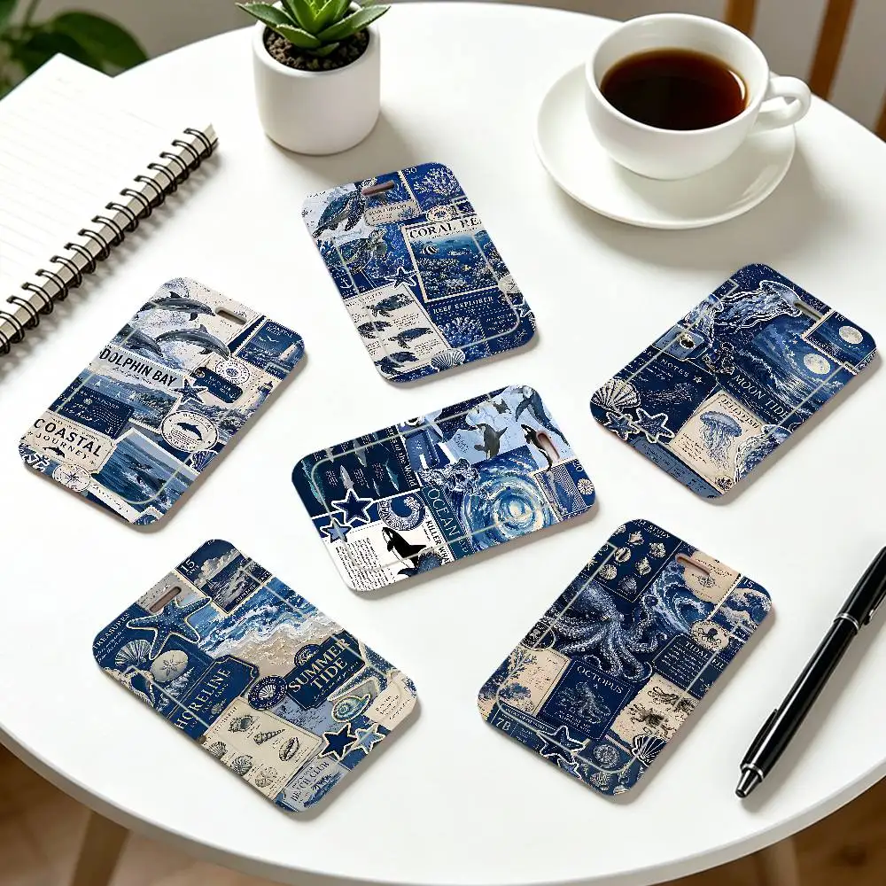 Ocean Element NFC Contactless Sliding Card Sleeve For Student Cards, Bus Cards, ID Cards, And Work Permits