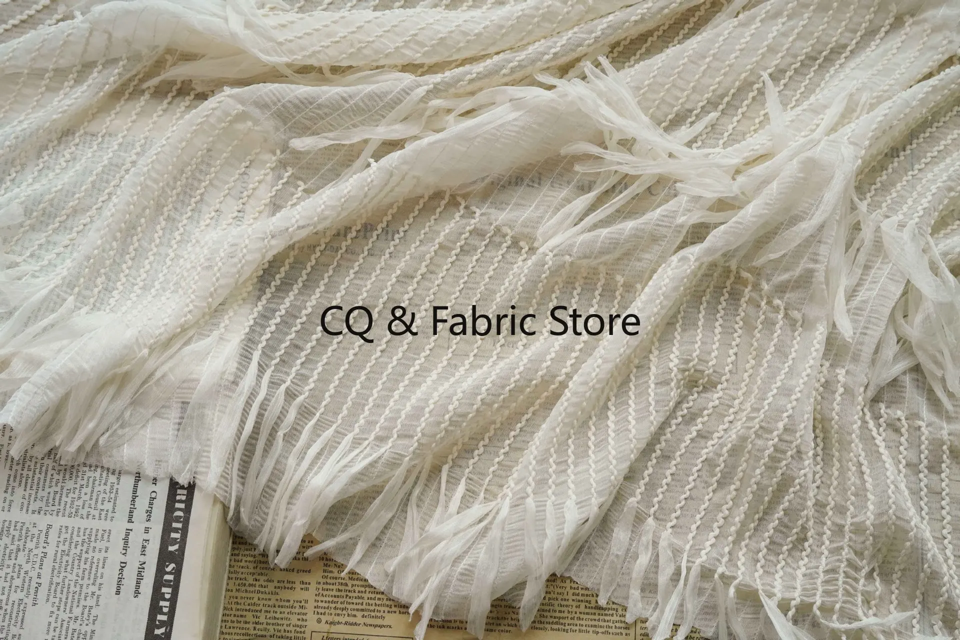 Breathable Chiffon Fabric with Tassels - Suitable for Wedding and Evening Dresses, Summer Clothing By The Meter