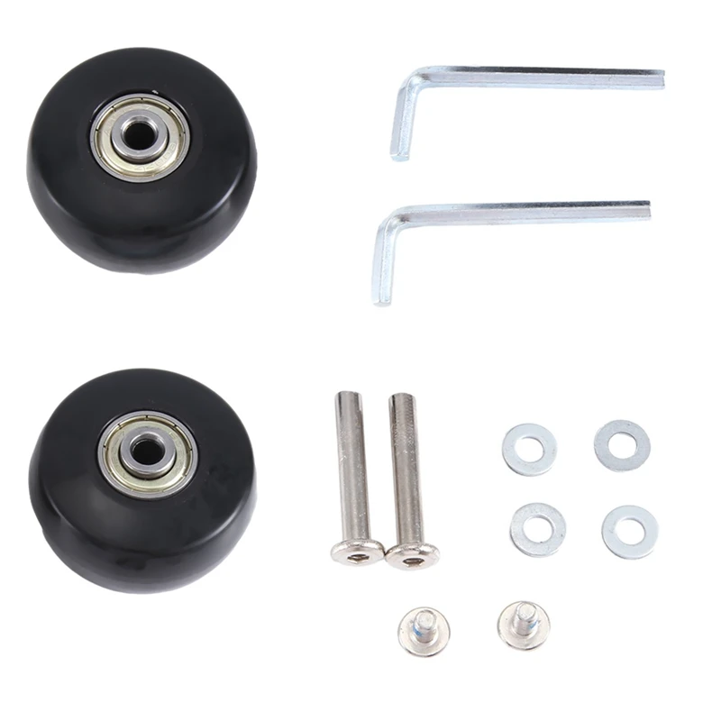 50X24mm Set Of 2 Luggage Suitcase Replacement Parts Wheels,PU Swivel Caster Wheels Carbon Steel Bearings Repair Kits