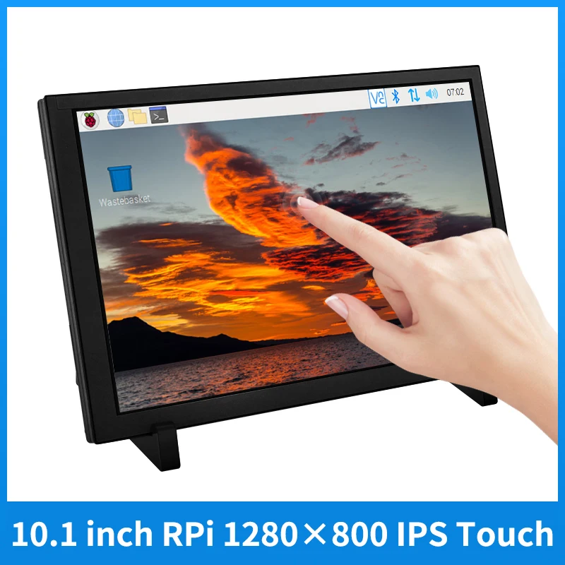 

10.1 Inch Raspberry Pi Touch Screen 1280x800 IPS HDMI-compatible Capacitive Monitor with Case Holder for Raspberry Pi 4B 3B