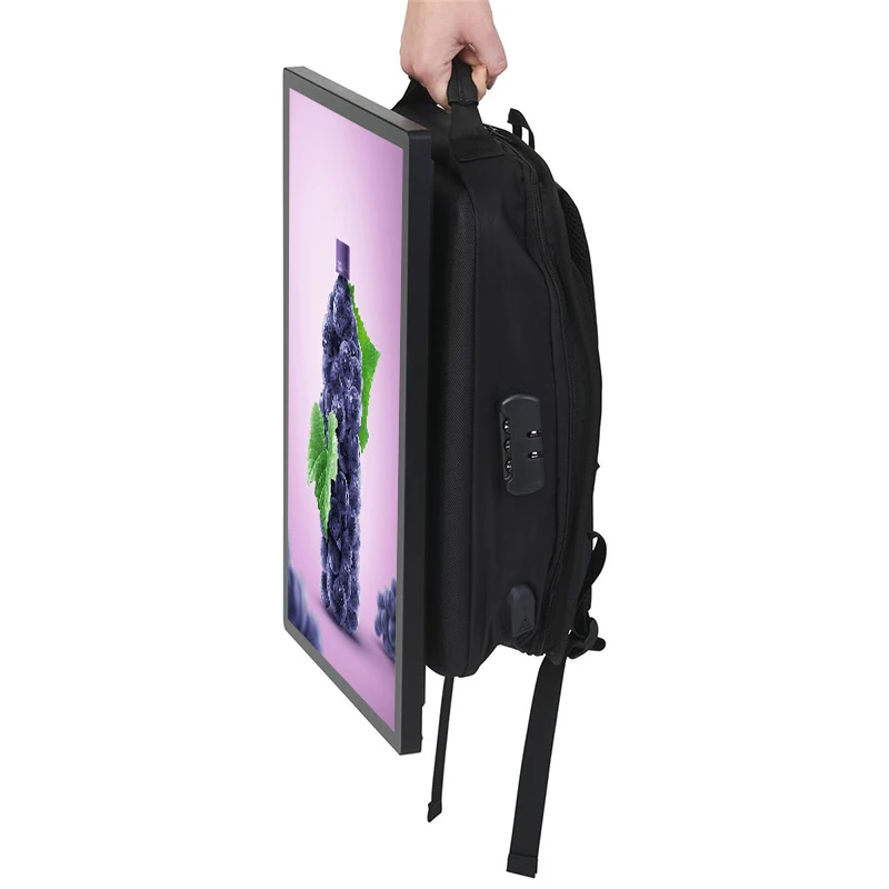 21.5 Inch Portable Rectangle LCD Digital Backpack Billboard Easy To Carry Video Player Display