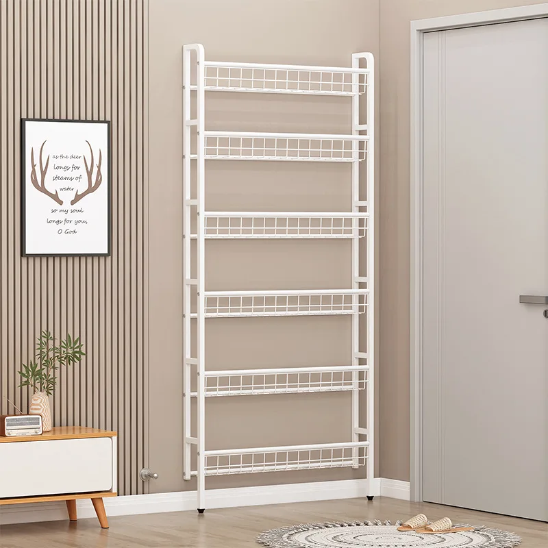 Wall mounted multi story wall integrated with narrow cabinet storage rack, children's door back bookshelf, ultra-thin