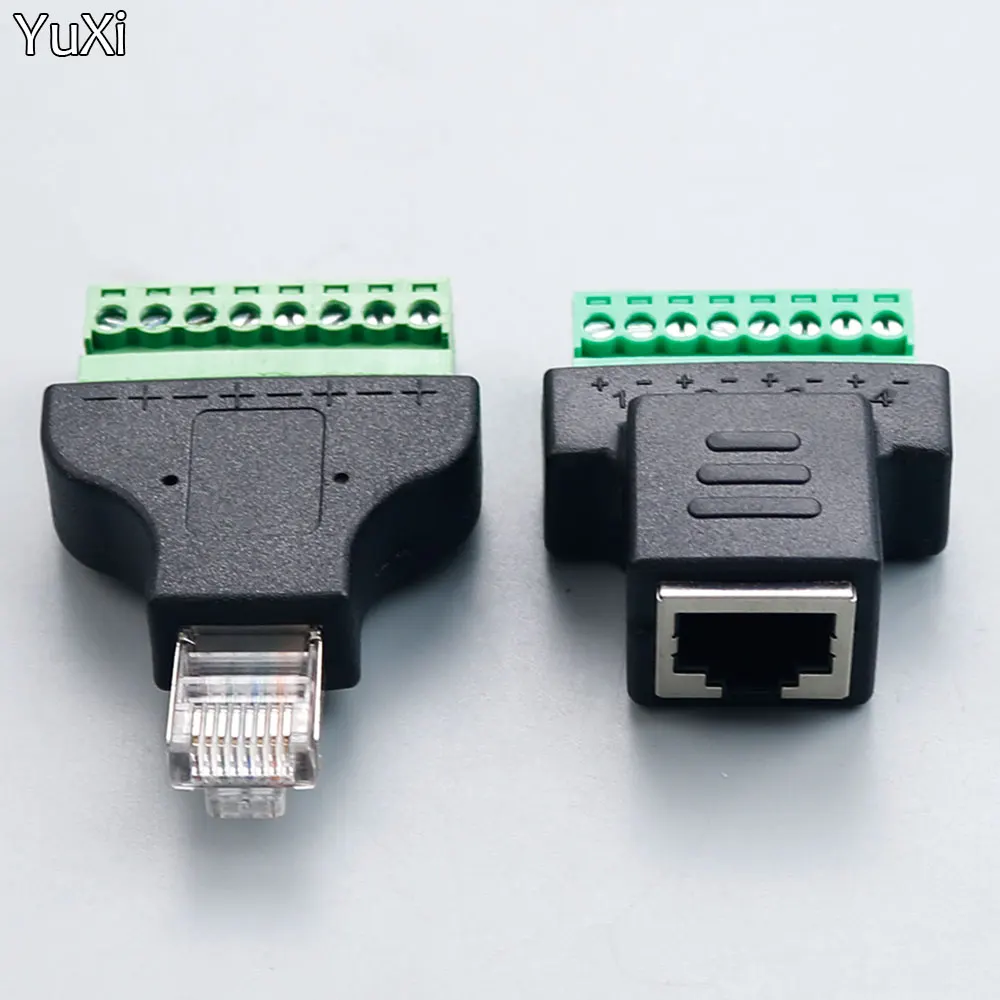 

YuXi 1Pcs Rj45 To 8-pin Terminal Solderless Green Terminal Rj45 Network Adapter 8p8c Rj45 Connector Extends Rj45