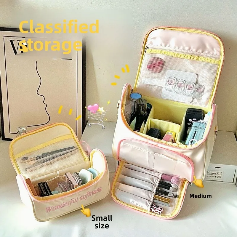 New Cute Bowknot Makeup Bag Handheld Large Capacity Portable Travel Waterproof Toiletry Organizer Gift
