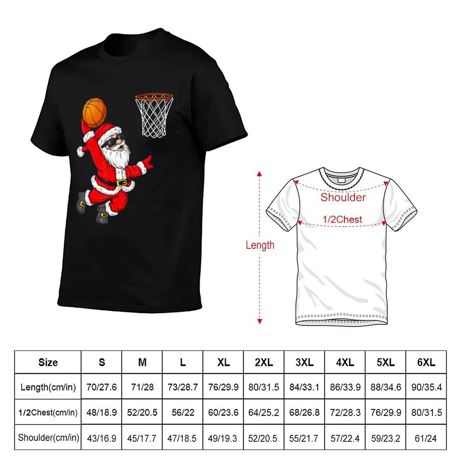 Christmas Santa Claus Dunking A Basketball Boys Kids Xmas T-Shirt Work Short Sleeve Cotton Top