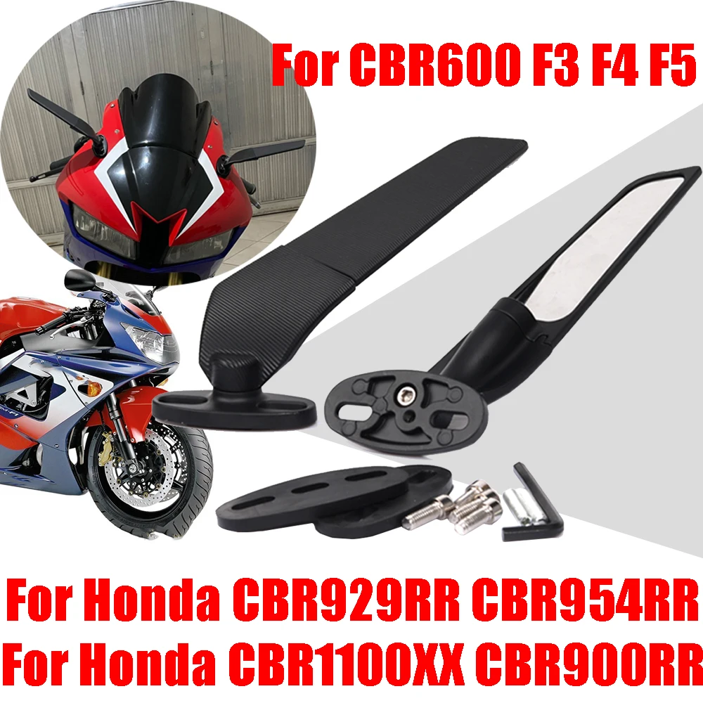 For Honda CBR1100XX CBR900RR CBR929RR CBR954RR CBR 600 CBR600 F3 F4 F5 Mirrors Wind Wing Adjustable Rotating Rearview Mirror