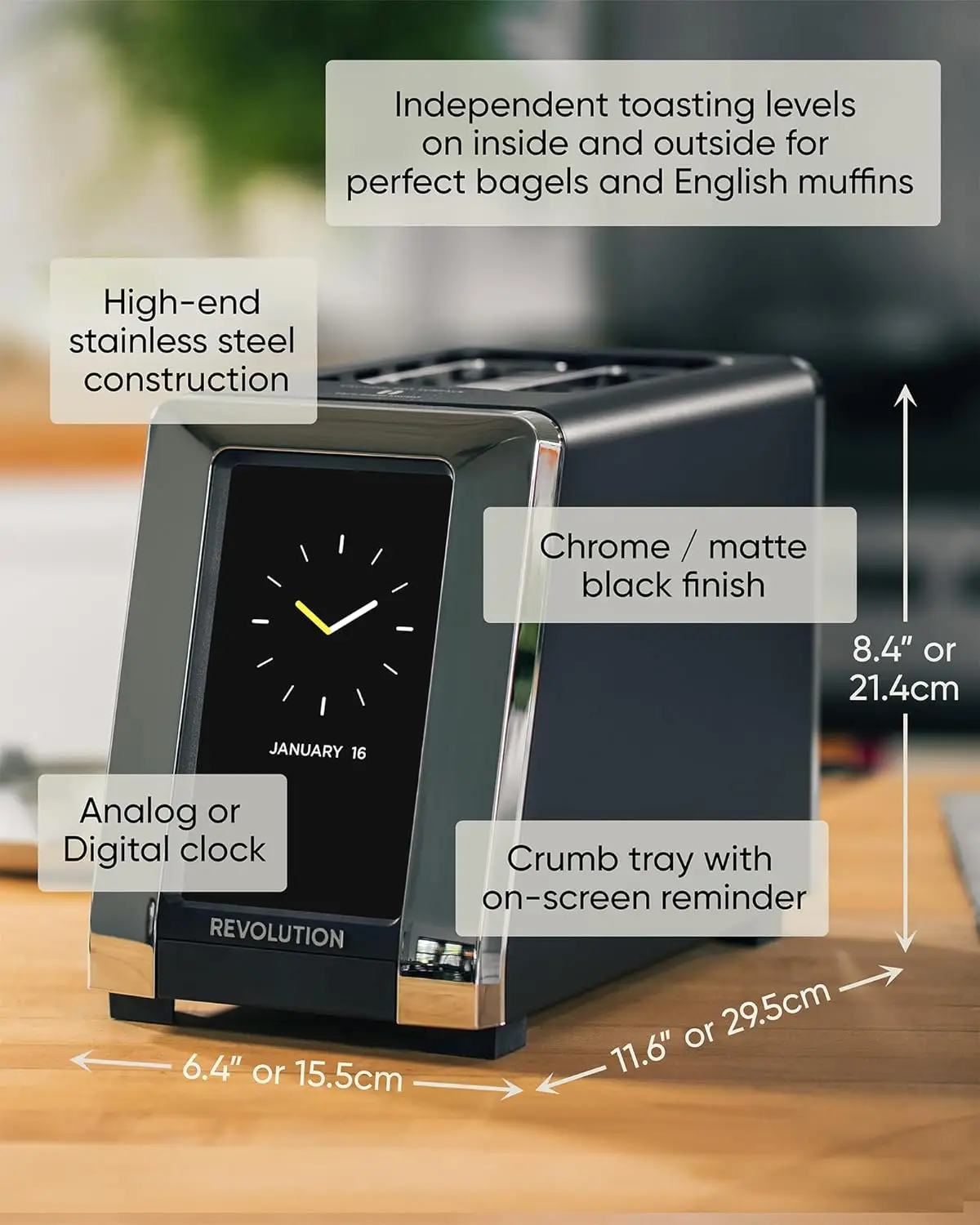 Torradeira com tela sensível ao toque de alta velocidade R180B, torradeira inteligente de 2 fatias com ode patenteado