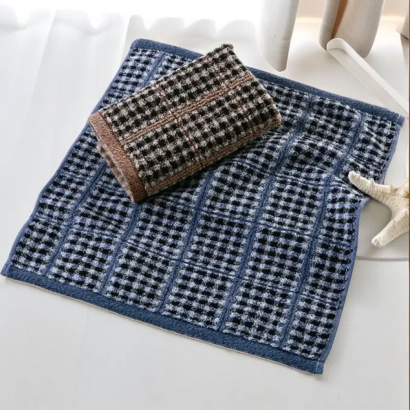 Houndstooth Cotton Hand Towel Set Soft Absorbent Plaid Face Towels for Bathroom Kitchen Home Use Adults Daily Washing 2Pcs