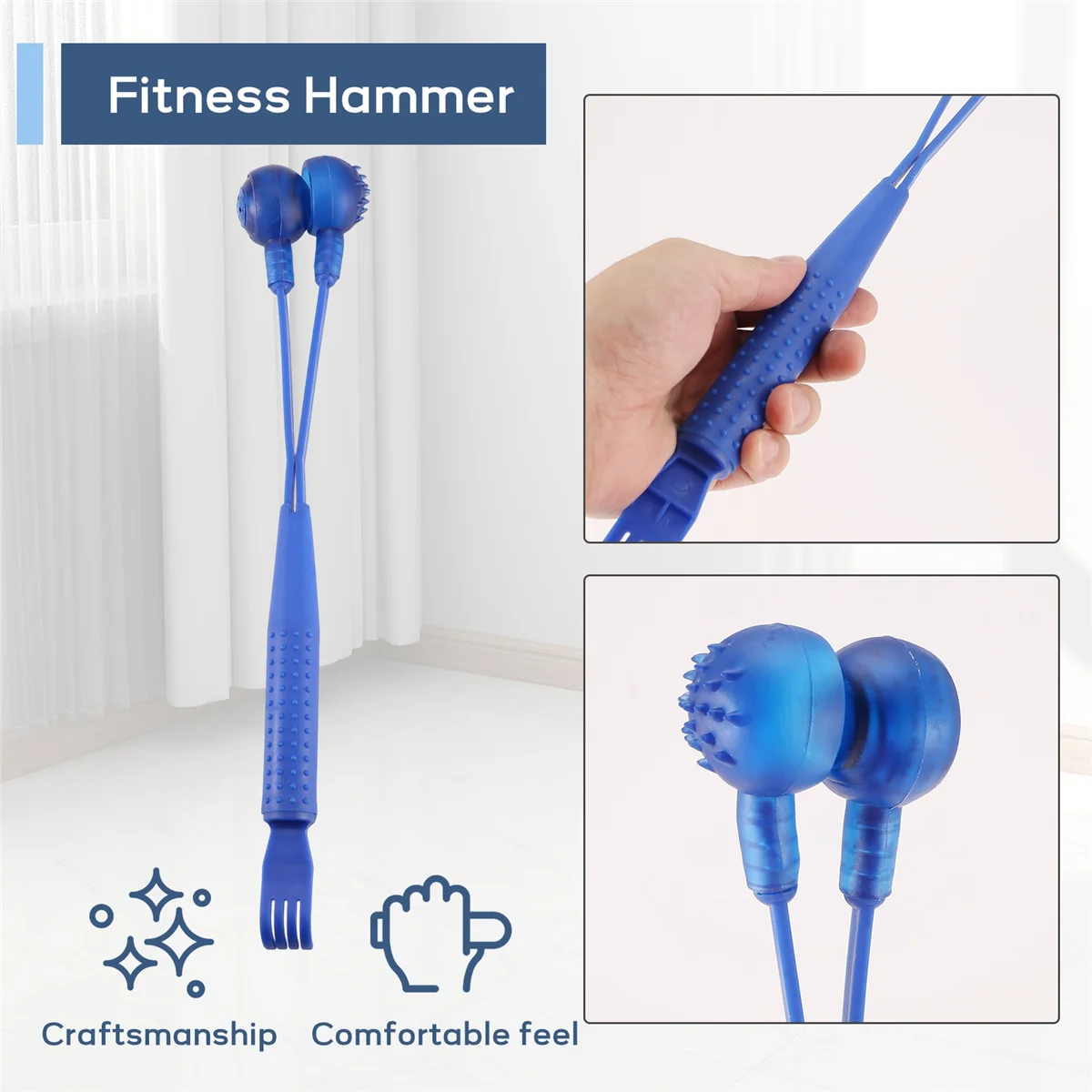 

B17CB Пластиковый синий 2 в 1, магнитный молоток, массажер для спины, скребок