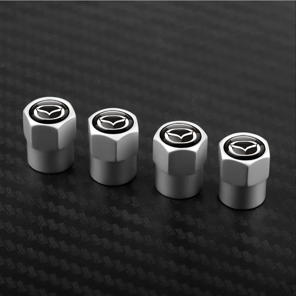 4PCS Metal Car Badges Wheel Tire Valve Caps Covers Auto Accessories For Mazda 3 5 Axela CX5 CX3 Atenza Demio RX7 MX3 MS 323 626