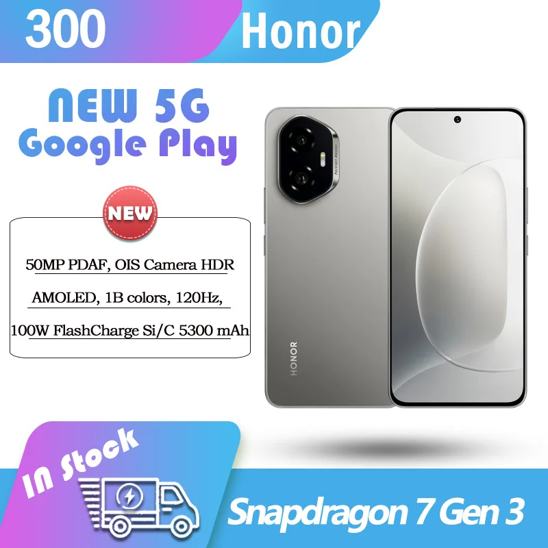 Original Honor 300 Honor300 Snapdragon 7 Gen 3 google play AMOLED, 1B colors, 120Hz MagicOS 9 100W 5300mAh 50MP Camera NFC