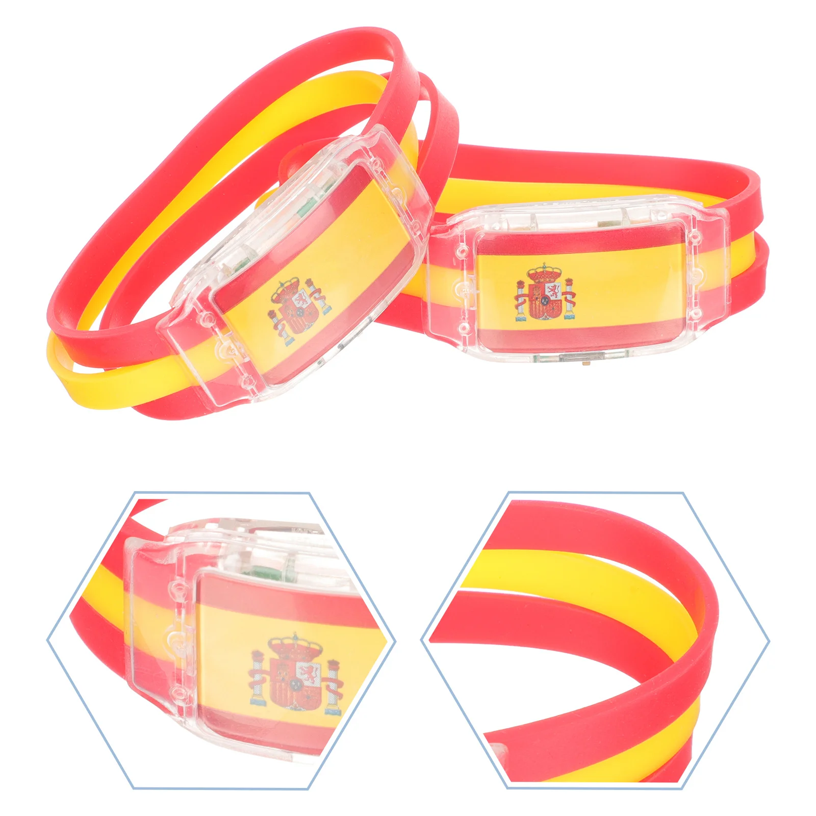 

2pcs Led Glowing Flag Bracelets Luminous Fan Cheer Supplies Glow Party Wristbands Silicone Decorative Bracelets For Events