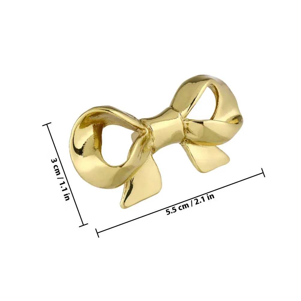 2Pcs Premium Brass Gold Bow Drawer Knobs 49x27x19mm Rust Resistant Elegant Butterfly Shape Cabinet Handles for Dresser Wardrobe
