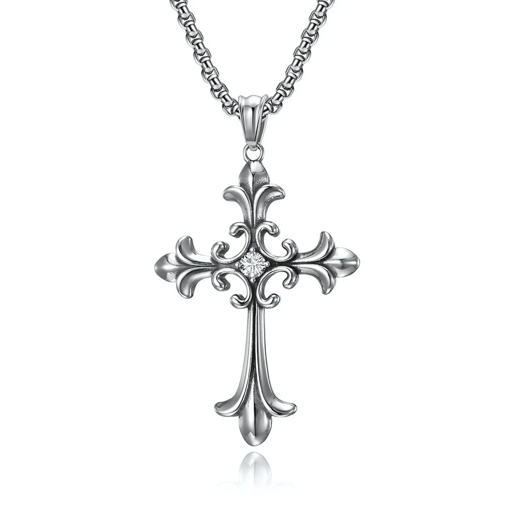 European And American Fashion Personality Retro Gothic Cross Necklace For Men And Women Street Hip-Hop Trendsetters Versatile Pe