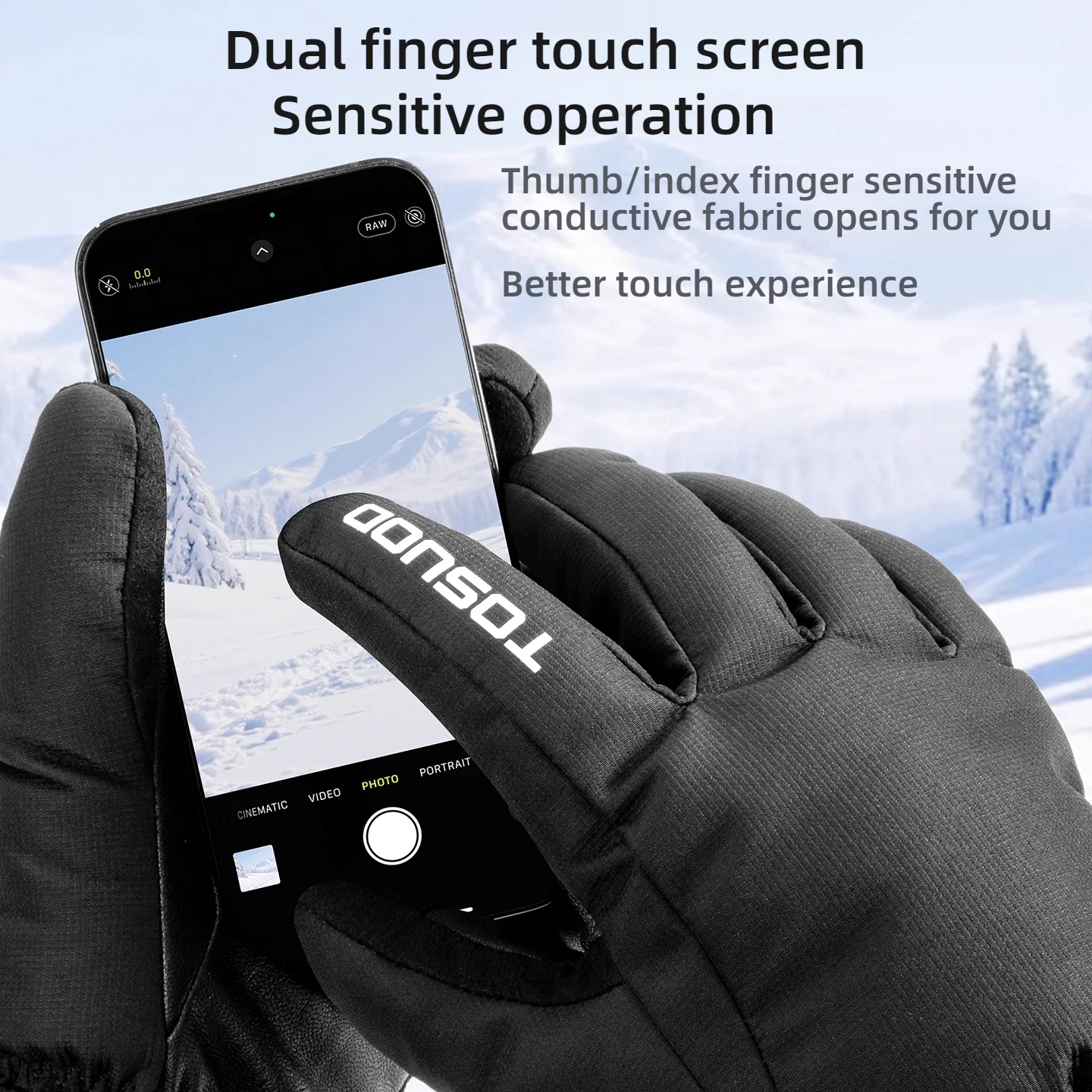 TOSUOD 오토바이 장갑은 겨울에 따뜻하고, 방풍 및 방한 기능이 있으며, 터치스크린, 전기 자전거 및 자전거 장갑으로 사용 가능합니다.