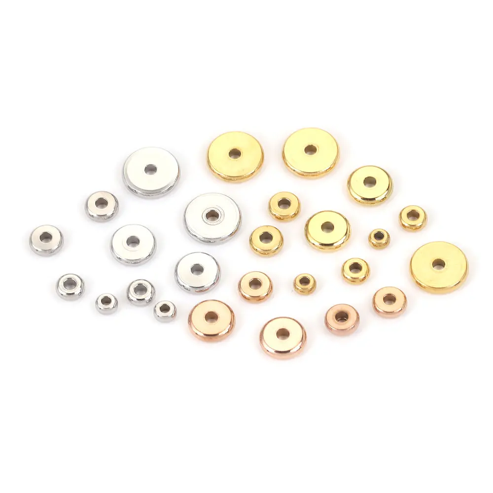 20Pcs 4-10mm Flat Round Beads Loose Spacer Beads For Bracelet Jewelry Making DIY Beads for Charm Bracelet Necklace Supplies