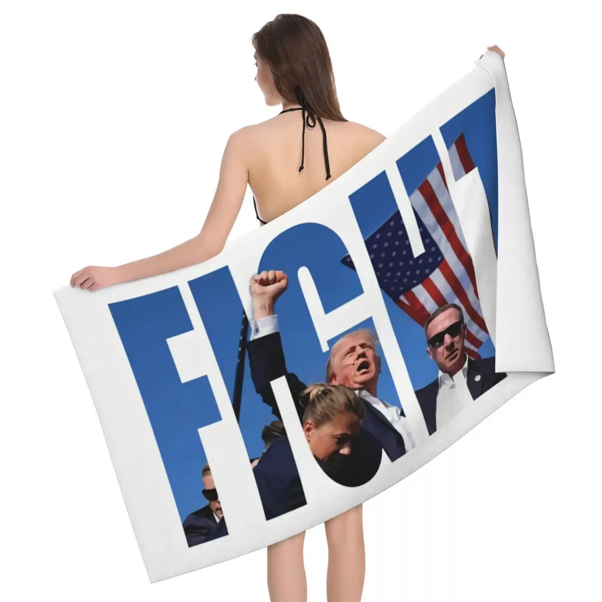 Custom Trump 2024 Absorbent Microfiber Beach Bath Towel Quick Drying America USA Flag Bathroom Pool Towels