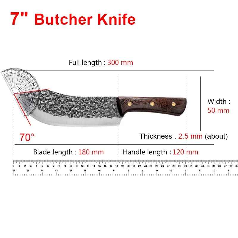 7 inch Stainless Steel Forged Cleaver Knife Meat Bone Chinese Kitchen Knives Wood Handle Butcher Knife Cooking Tools