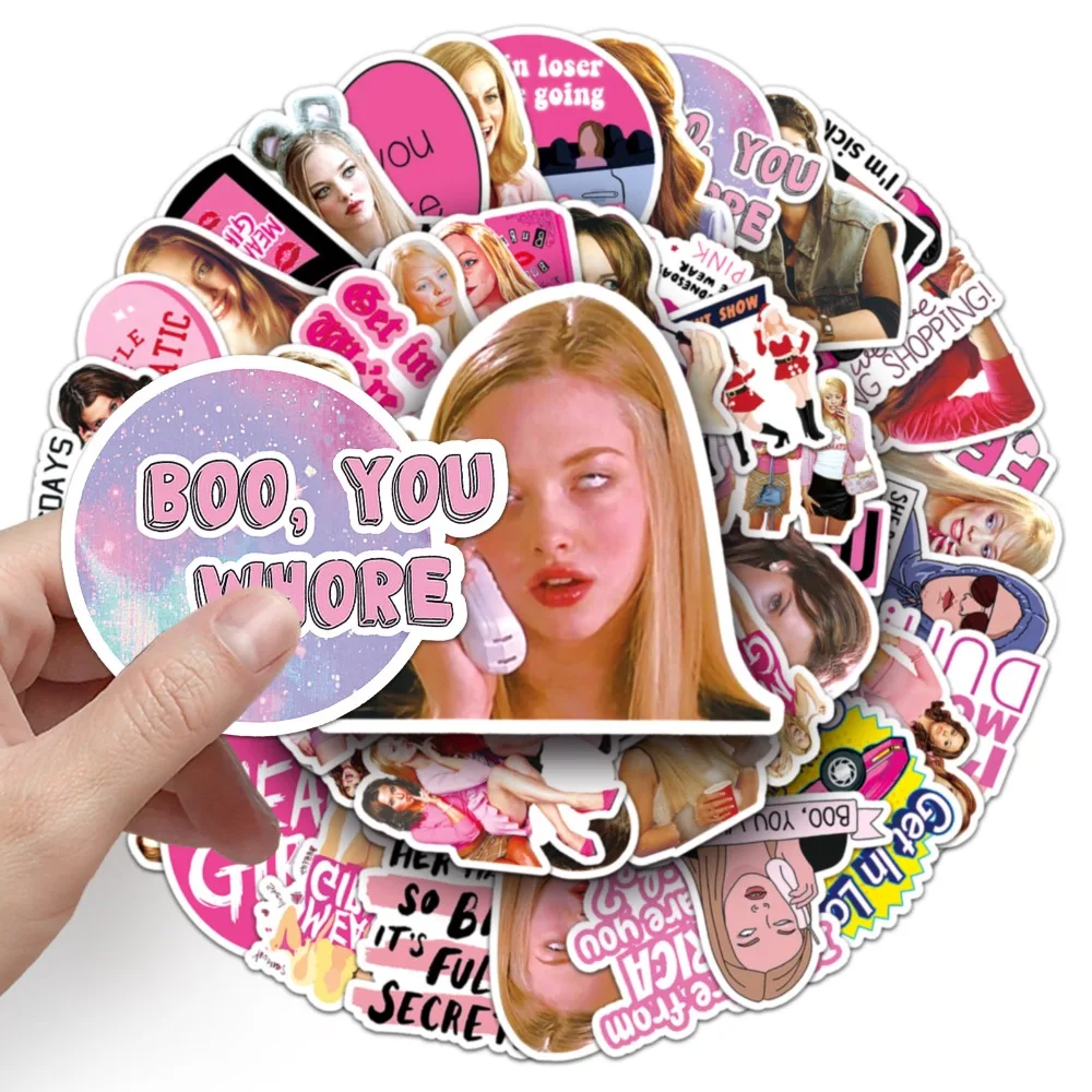 Mean Girl Hot Movie Adesivos, laptop, guitarra, bagagem, telefone, Scrapbook, motocicleta, decalques à prova d'água, brinquedos para crianças, 10 pcs, 50pcs