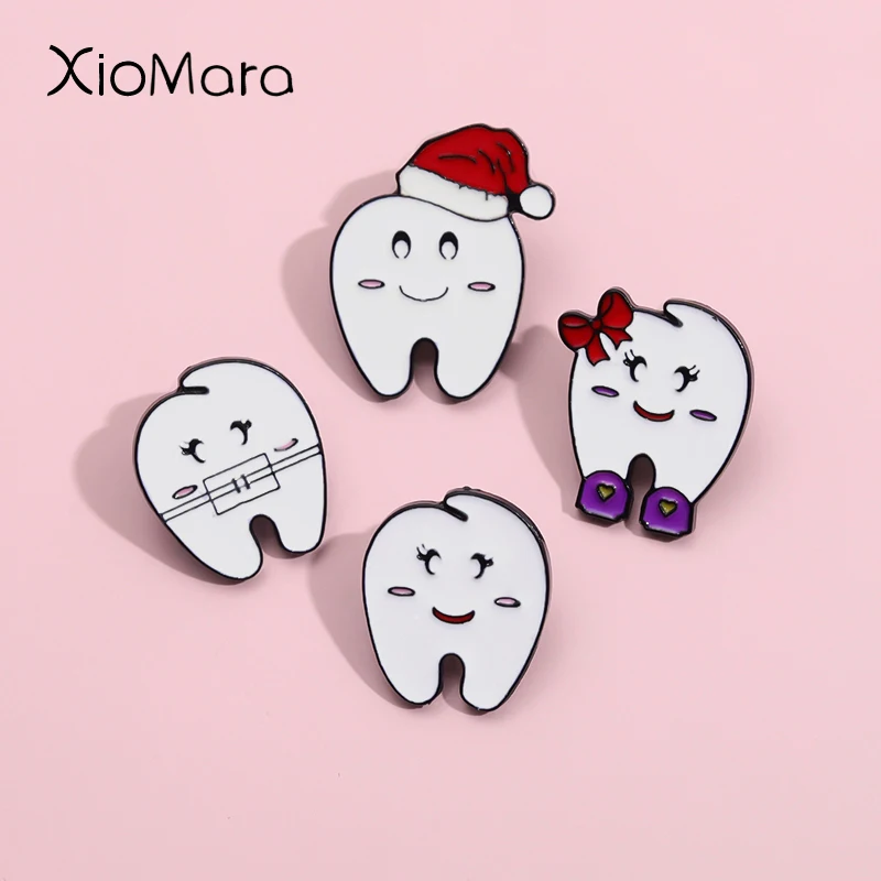 Maintain Oral Health Enamel Pins Custom Smiling Tooth Brooches Lapel Badges Funny Dental Care Jewelry Gift For Kids Friends