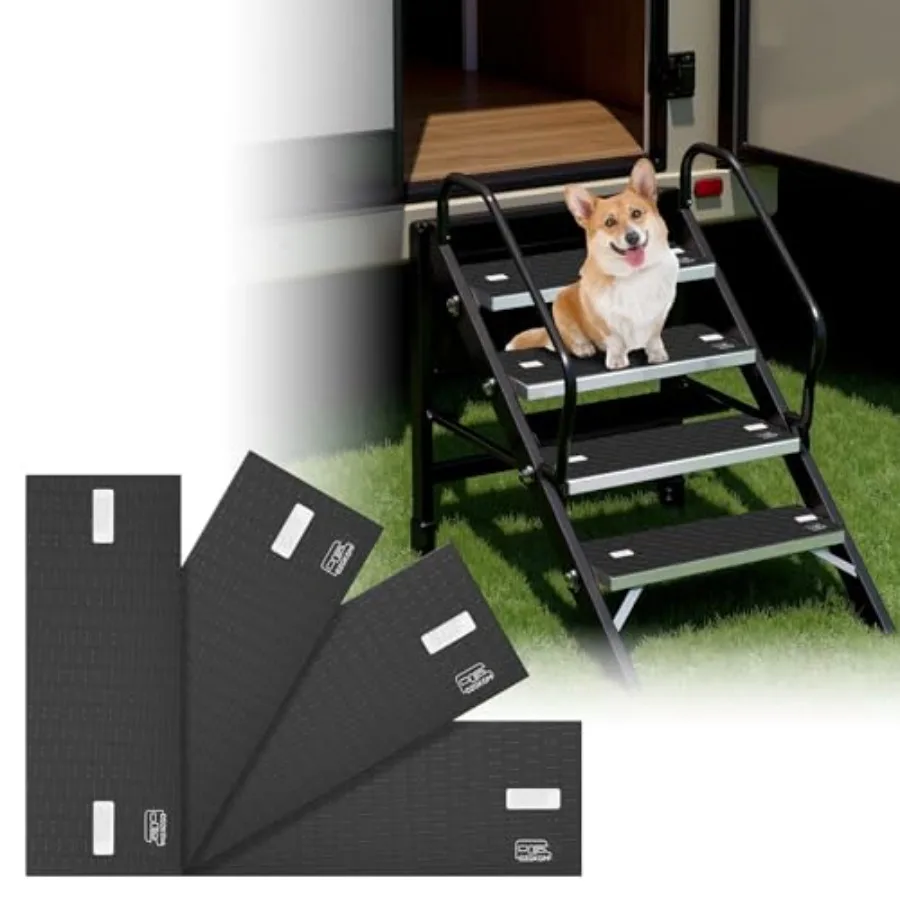 

RV Step Covers 4 Pack Non-Slip Trimmable Self Adhesive EVA Foam RV Step Carpet, Camper Step Covers Deck, RV Stair Rug for Lippe