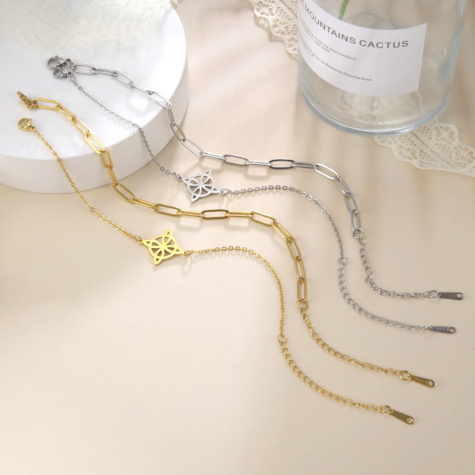 Frauen Bohemian Layered Keltische Knoten Fußkettchen Sommer Strand Perle Kette Auf Fuß Hexe Knoten Knöchel Armbänder Für Frauen Bein Kette Schmuck – Detail 21