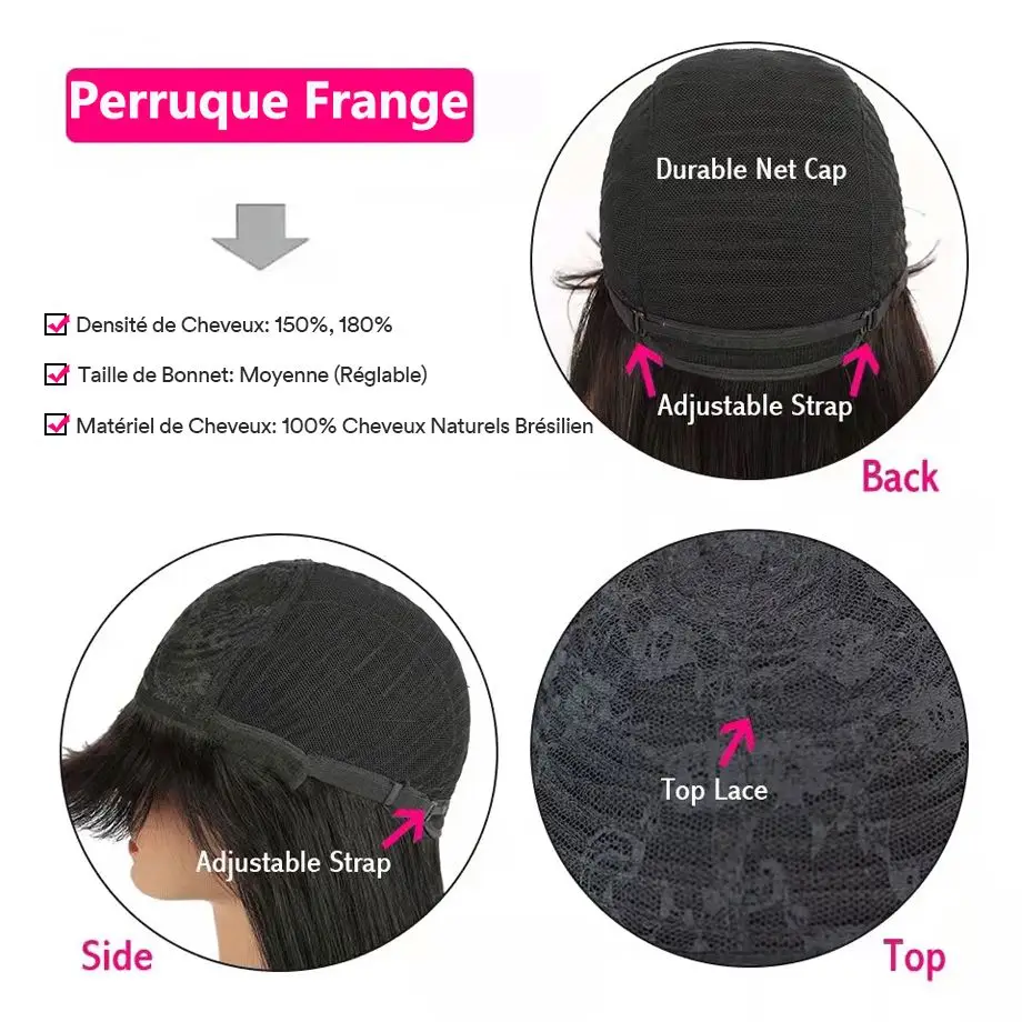Color Wig 99J Burgundy Red Short Bob Human Hair Wig with Fringe for Women Straight Bob Wigs With Bangs Dark Brown Machine Made
