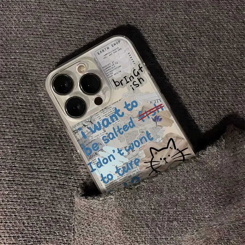 ورقة كشط القطط والكلاب نمط جراب هاتف آيفون 17 16 15 14 13 12 11 برو ماكس XR XS ماكس MINI INS غطاء شفاف