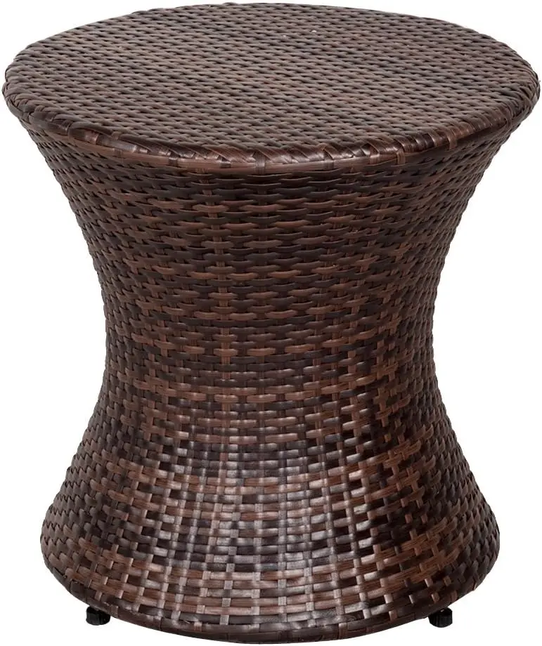 

Small Patio Rattan End 20 Inch Hourglass Wicker Tables Steel Frame Lightweight Brown Mesa Auxiliar pequeñ Mesa Auxiliar de r