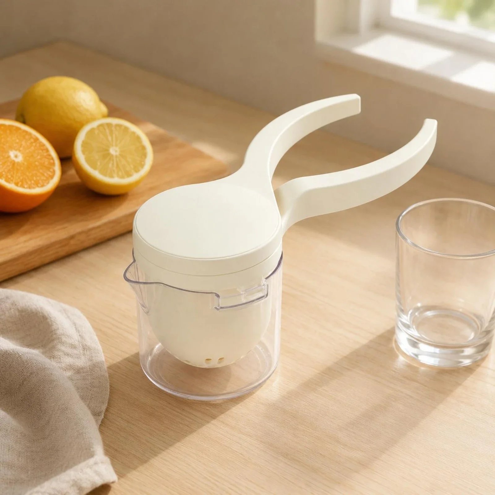 Manual Spiral Juicer Transparent Cup Screw Press Juicer Citrus Hand Press Drainage Holes Manual Citrus Juice Extractor Compact