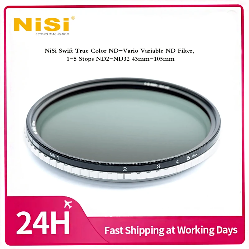 NiSi Swift True‑Color Variable ND Filter ND2‑ND32 43‑105mm No Distortion Dust‑Proof Optical Glass With Lens Cap