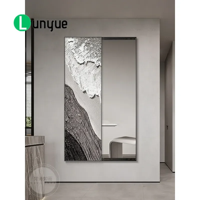 Cream Style Hidden Push Pull Full Body Mirror Painting Entry Door Hanging Invisible Wall Art Decor for Bedroom Fitting Room