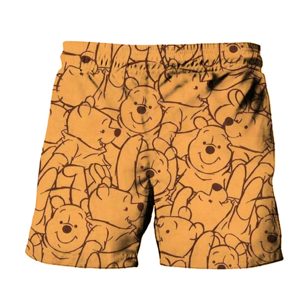 MINISO Mickey 3D Printing Men\'s Beach Shorts Summer New Cartoon Casual Loose Casual Running Swimming Kids Adults Shorts Clothing