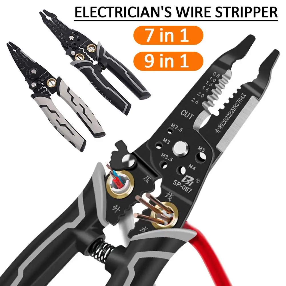 Professional Wire Stripper Tool 9 In 1 Multi-Function Wire Stripping,Cutting,Crimping Tool Cutter,Stripper,Crimper,Cable Wi J1O0