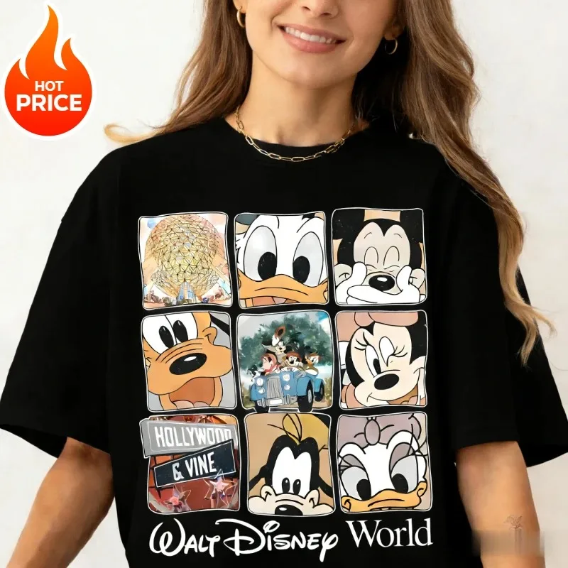 

Летняя футболка Disney с Микки Маусом, 2026, семейная одежда для родителей и детей, повседневная футболка большого размера для мужчин и женщин, футболка с короткими рукавами Y2k